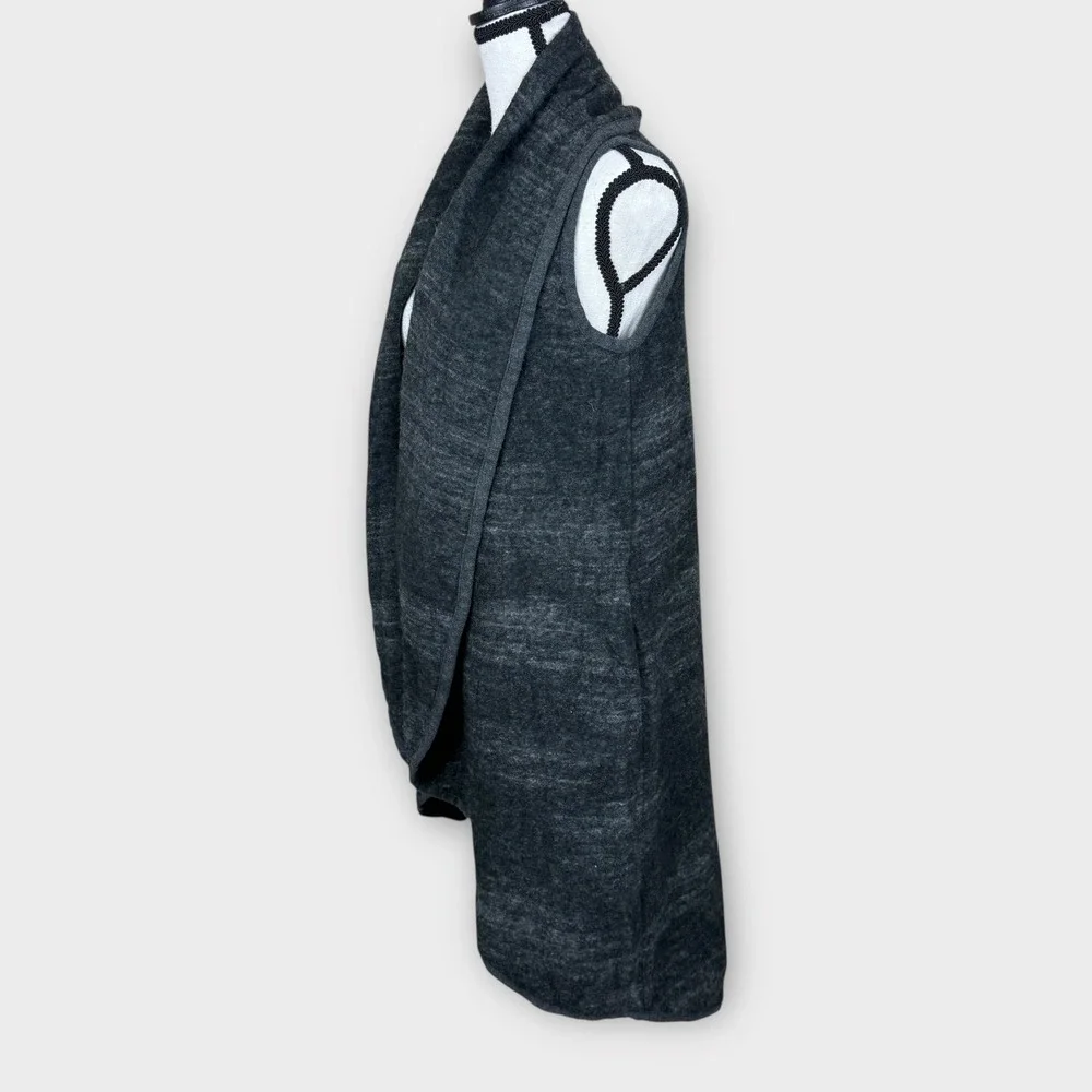 Lucky Brand Wool Blend Sleeveless Draped‎ Sweater Vest Open Cardigan Grey Medium